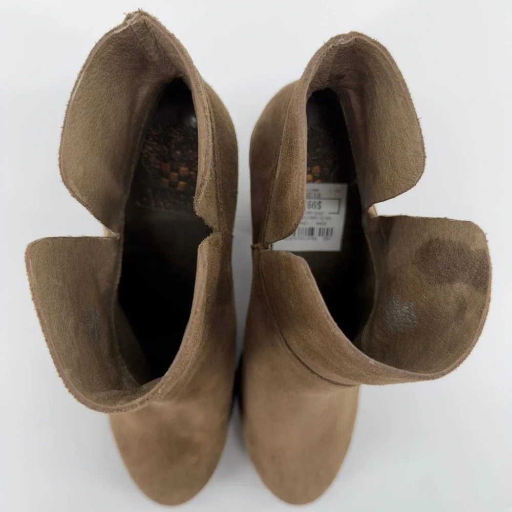 Vince Camuto Brown Suede Split‎ Shaft Block Heel Ankle Boots 7M